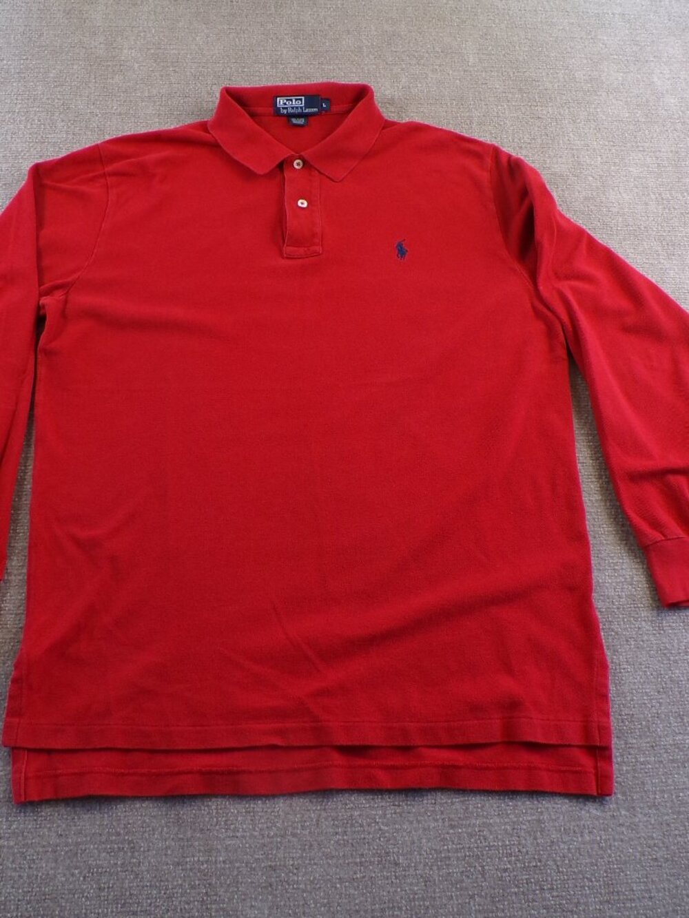 Polo Ralph Lauren Polo Shirt Mens Large Red Classic Fit Pony Logo Long Sleeve - Picture 2 of 8